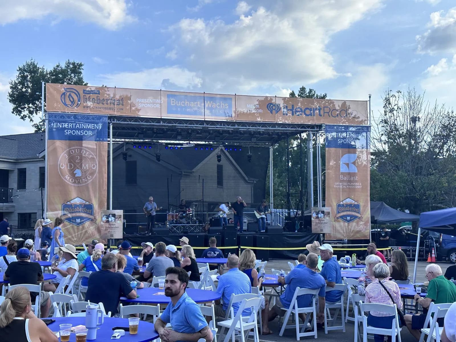 The main stage on Saturday afternoon, the Ryan Schneider tribute set on stage and the tables filling in