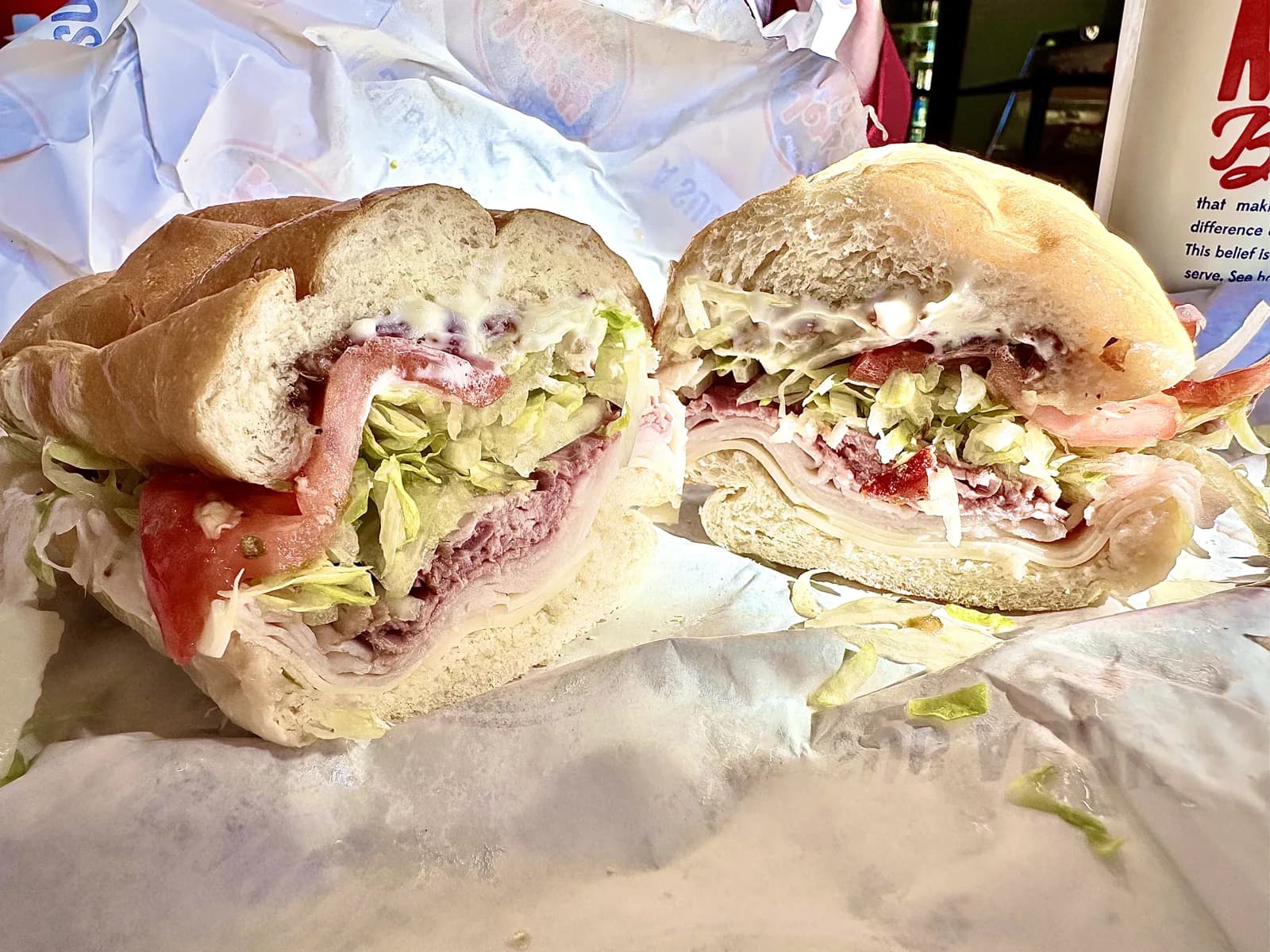 The #9 Club Supreme cut in half, ordered Mike's Way, at Jersey Mike's in Palomar, Lexington KY